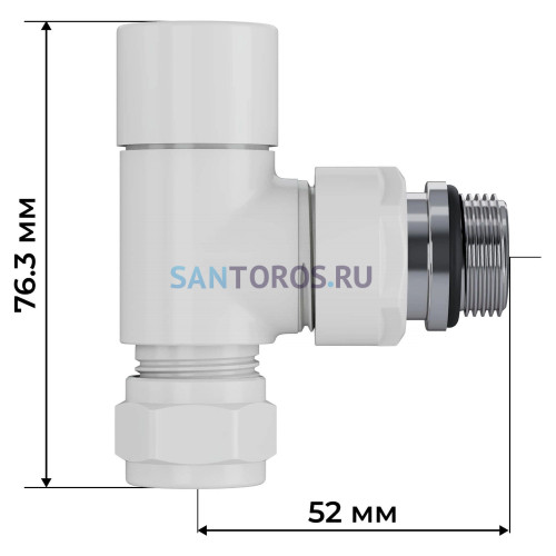 Набор термостатический трехосевой Royal Thermo Design Pro 15мм М30х1,5 (Белый)